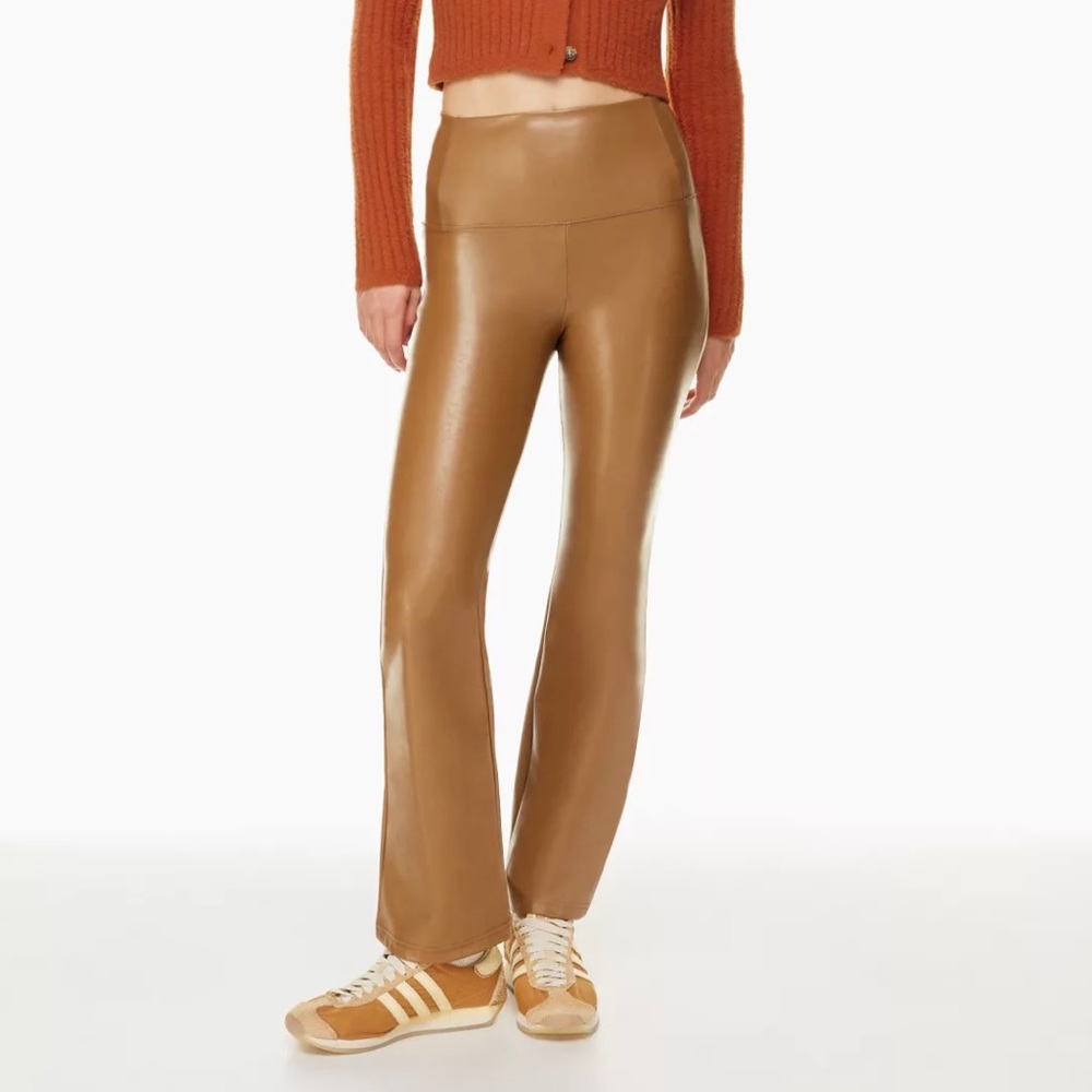 Aritzia NWT Tan Faux Leather Flare Leggings